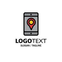 Mobile Cell Map Location Business Logo Template Flat Color vector