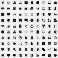 Set of 100 Business Solid Glyph icons vector