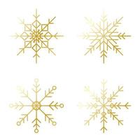 Set of gold winter snowflakes icon. Great design for any purposes. Vector illustration isolated on white background