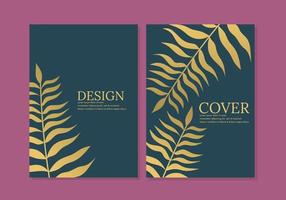 elegante conjunto de diseño de portada botánica. fondo de color azul marino y dorado. tamaño a4 para cuadernos, diarios, revistas, informes anuales, invitaciones vector