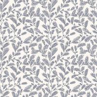 Seamless vector blue color line leaf and twig pattern on beige background. Hand drawn floral botanical wallpaper. Vector illustration.