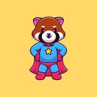 lindo panda rojo superhéroe dibujos animados vector iconos ilustración. concepto de caricatura plana. adecuado para cualquier proyecto creativo.