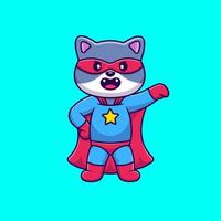 Cute Cat Super Hero Cartoon Vector Icons Illustration. Flat Cartoon Concept. Suitable for any creative project.