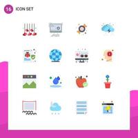 Group of 16 Modern Flat Colors Set for bug weather progress rain cloud Editable Pack of Creative Vector Design Elements