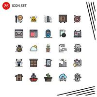 Mobile Interface Filled line Flat Color Set of 25 Pictograms of goal school building interior cupboard Editable Vector Design Elements