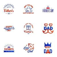 Happy Fathers Day Greeting Card 9 Blue and red Happy fathers day card vintage retro type font Editable Vector Design Elements