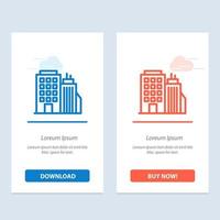 Building Office Tower Head office  Blue and Red Download and Buy Now web Widget Card Template vector