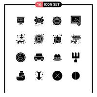 16 User Interface Solid Glyph Pack of modern Signs and Symbols of nature reload tools photo computing Editable Vector Design Elements