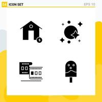 Collection of 4 Universal Solid Icons Icon Set for Web and Mobile vector