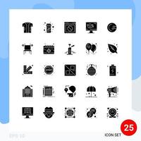 Editable Vector Line Pack of 25 Simple Solid Glyphs of graduation cap pills computer web Editable Vector Design Elements