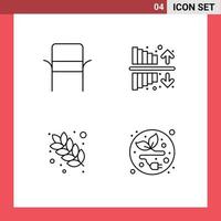 Set of 4 Commercial Filledline Flat Colors pack for chair food home appliances investment nutrition Editable Vector Design Elements