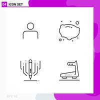 Line Icon set Pack of 4 Outline Icons isolated on White Background for Web Print and Mobile vector