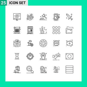 Group of 25 Lines Signs and Symbols for fencing mobile map digital marketing vote Editable Vector Design Elements