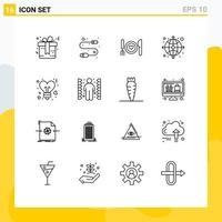 16 Creative Icons Modern Signs and Symbols of bulb internet dinner globe couple Editable Vector Design Elements