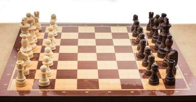 Chess board with chess pieces photo