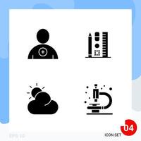Modern Pack of 4 Icons. Solid Glyph Symbols isolated on White Backgound for Website designing vector