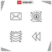 4 Icons Line Style. Grid Based Creative Outline Symbols for Website Design. Simple Line Icon Signs Isolated on White Background. 4 Icon Set. vector