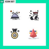 Mobile Interface Filledline Flat Color Set of 4 Pictograms of bell winner service socks design Editable Vector Design Elements