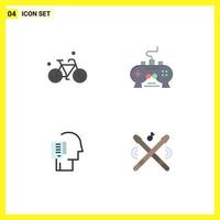 4 Universal Flat Icons Set for Web and Mobile Applications bicycle human spring video person Editable Vector Design Elements