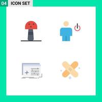 símbolos de iconos universales grupo de 4 iconos planos modernos de objetos de alimentos avatar configuración humana elementos de diseño de vectores editables