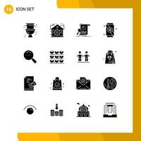 16 Universal Solid Glyph Signs Symbols of dote magnifier analytics soft drink Editable Vector Design Elements