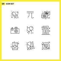 Universal Icon Symbols Group of 9 Modern Outlines of fly design new image new year Editable Vector Design Elements