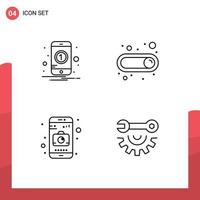 4 Creative Icons Modern Signs and Symbols of notification mobile mobile toggle garage tools Editable Vector Design Elements