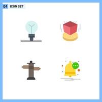 4 Universal Flat Icon Signs Symbols of bulb street box design message Editable Vector Design Elements