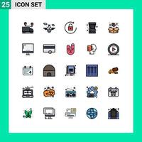 User Interface Pack of 25 Basic Filled line Flat Colors of box play world game arcade machine Editable Vector Design Elements