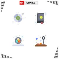 Mobile Interface Flat Icon Set of 4 Pictograms of crosshair coding scope bookmarks design Editable Vector Design Elements