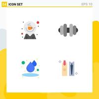 Group of 4 Modern Flat Icons Set for coffee water location sports cleaning Editable Vector Design Elements