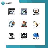 Modern Set of 9 Filledline Flat Colors Pictograph of customer lamp technology idea product Editable Vector Design Elements