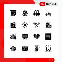 16 User Interface Solid Glyph Pack of modern Signs and Symbols of protection lock people gdpr transport Editable Vector Design Elements