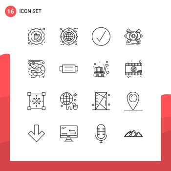 16 Outline concept for Websites Mobile and Apps sketch designer expand design media player Editable Vector Design Elements