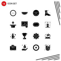 16 Thematic Vector Solid Glyphs and Editable Symbols of delete pot steering nature ireland Editable Vector Design Elements