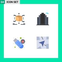 4 Universal Flat Icons Set for Web and Mobile Applications cube storage box real virus Editable Vector Design Elements