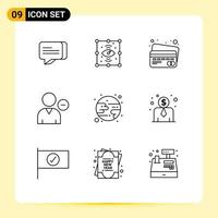 9 Thematic Vector Outlines and Editable Symbols of moon eclipse credit card user person Editable Vector Design Elements