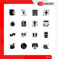 Set of 16 Modern UI Icons Symbols Signs for energy ecologic return charge storehouse Editable Vector Design Elements