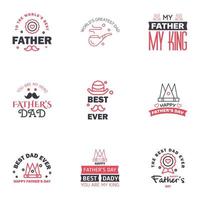 HAPPY FATHERS DAY 9 Black and Pink HOLIDAY HAND LETTERING VECTOR HAND LETTERING GREETING TYPOGRAPHY Editable Vector Design Elements