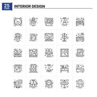 25 conjunto de iconos de diseño de interiores. fondo vectorial vector