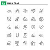 25 Mardi Gras icon set. vector background