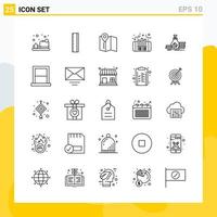 Collection of 25 Universal Line Icons Icon Set for Web and Mobile vector