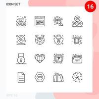 paquete de iconos vectoriales de stock de 16 signos y símbolos de línea para pin google design village hays elementos de diseño vectorial editables vector