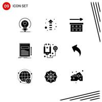 Set of 9 Vector Solid Glyphs on Grid for doctor paper eye paint file business Editable Vector Design Elements