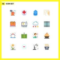 Universal Icon Symbols Group of 16 Modern Flat Colors of tubs interaction drop human brain Editable Pack of Creative Vector Design Elements