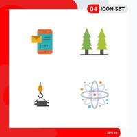 4 Flat Icon concept for Websites Mobile and Apps mobile crane chat nature construction Editable Vector Design Elements