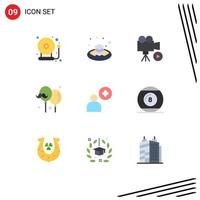 9 User Interface Flat Color Pack of modern Signs and Symbols of add father camera dad video Editable Vector Design Elements