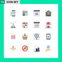 Set of 16 Modern UI Icons Symbols Signs for architecture and city work secure place building Editable Pack of Creative Vector Design Elements
