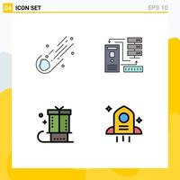 4 Universal Filledline Flat Colors Set for Web and Mobile Applications asteroid information space data christmas Editable Vector Design Elements
