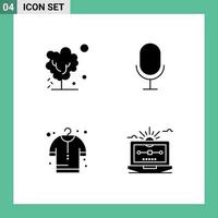 Set of 4 Commercial Solid Glyphs pack for dry cloth tree microphone drawing Editable Vector Design Elements